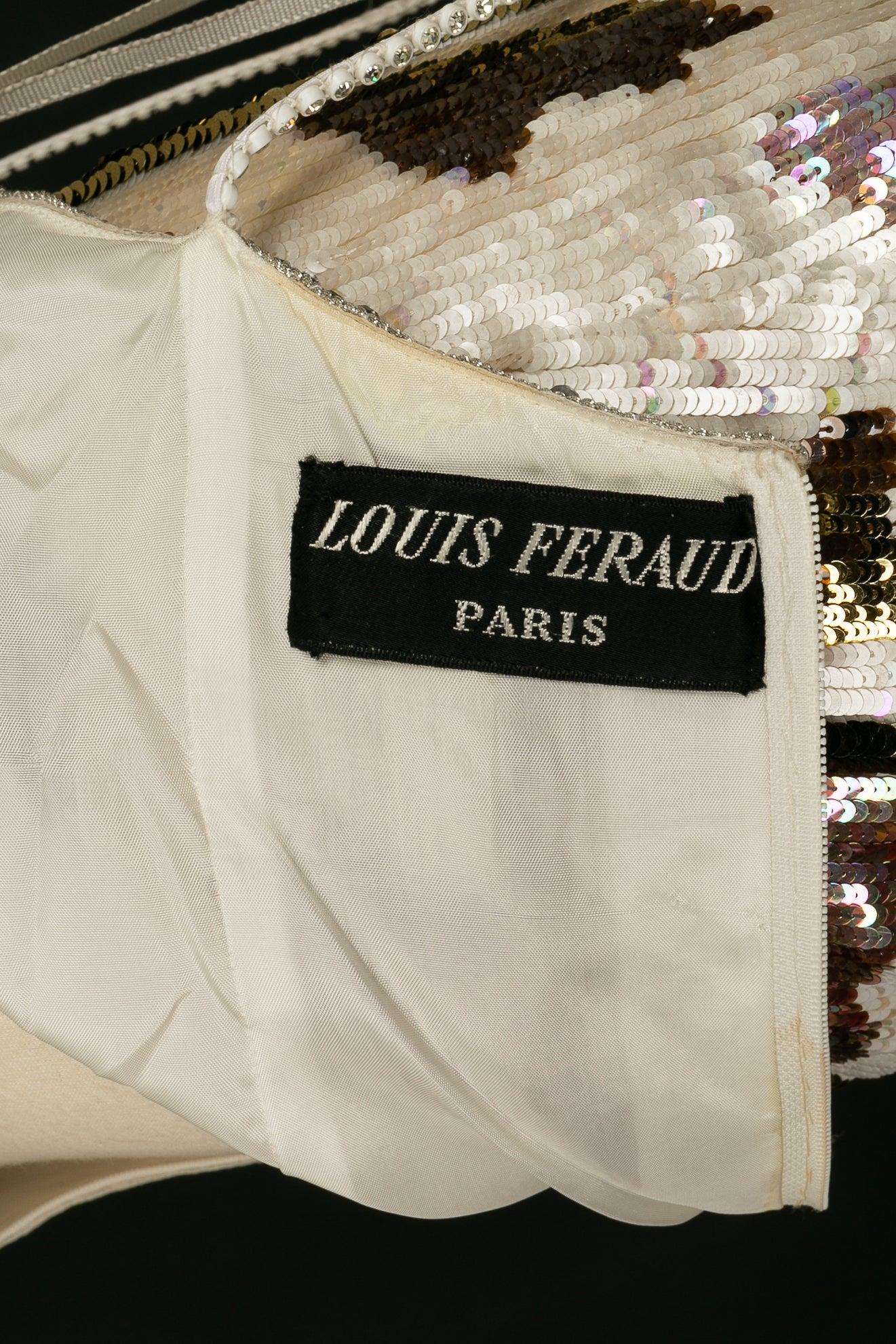 Louis Féraud Haute Couture Dress in Muslin Embroidered with Sequins For Sale 2