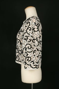 Louis Feraud Haute Couture Embroidered Jacket in Ecru Silk