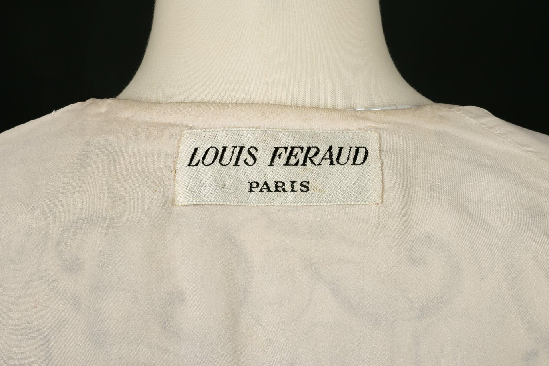 Veste brodée haute couture Louis Feraud en soie écrue  en vente 3