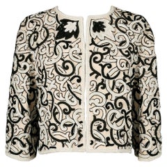 Bestickte Haute Couture-Jacke aus ecrufarbener Seide von Louis Feraud
