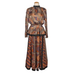 Louis Feraud Haute Couture Geometrical Pattern Cepe Set, 1980's