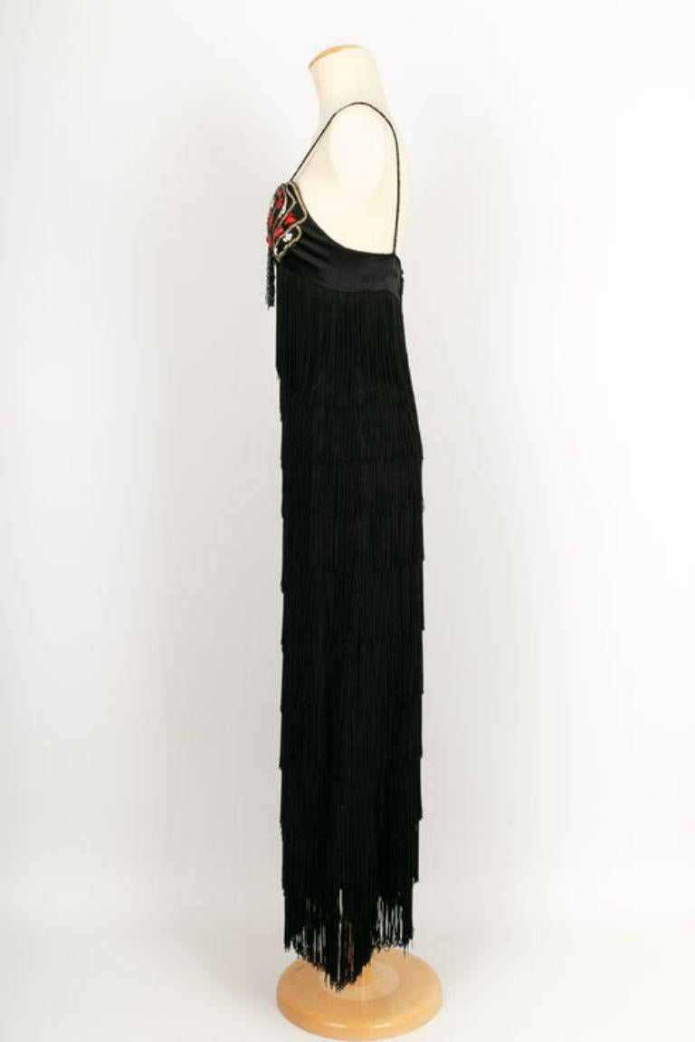 Black Louis Feraud Haute Couture Silk Dress For Sale