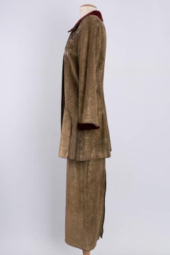 Louis Féraud Haute Couture Suede Embellished with Beads Set