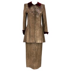 Louis Féraud Haute Couture Suede Embellished with Beads Set