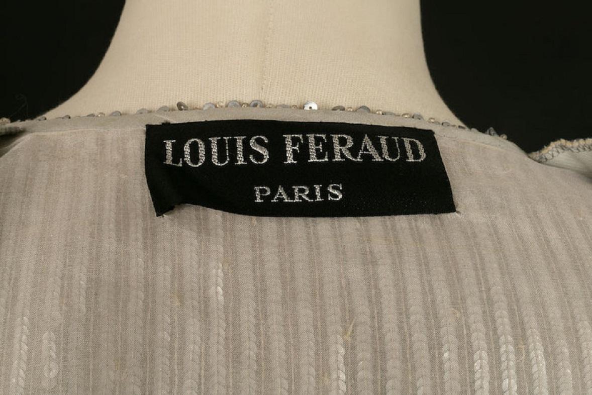 Louis Féraud Haute Couture Top in Sequins and Pearl Bangs For Sale 5