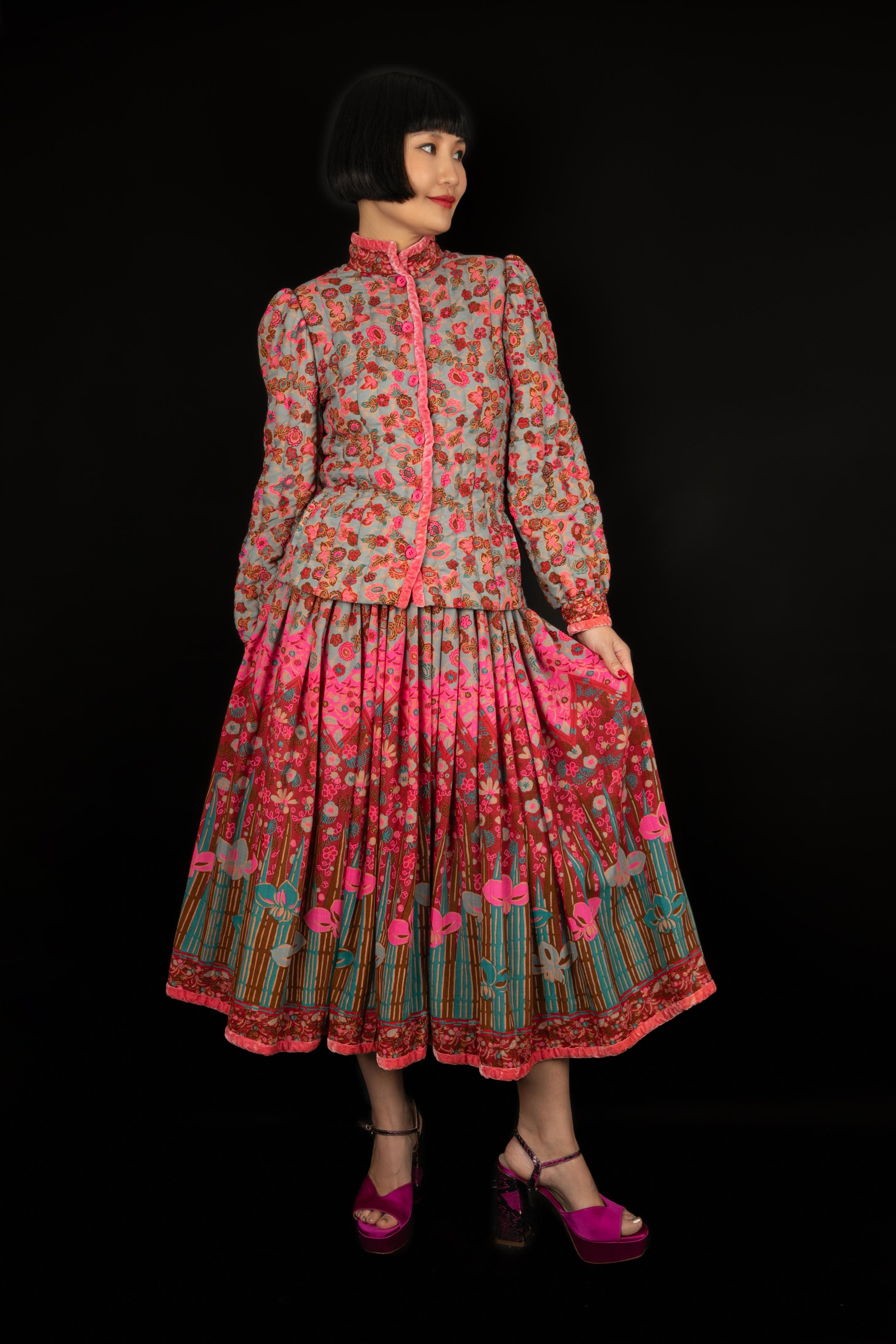 Pink Louis Feraud Jacket and Skirt Set Haute Couture For Sale