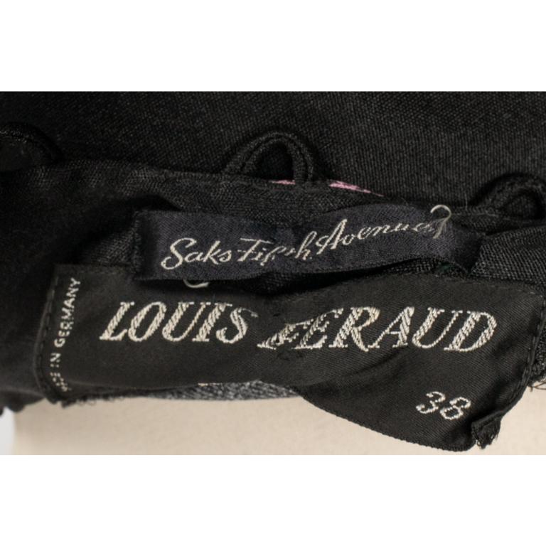 Louis Feraud Long Black Dress with Pink Flowers For Sale 6
