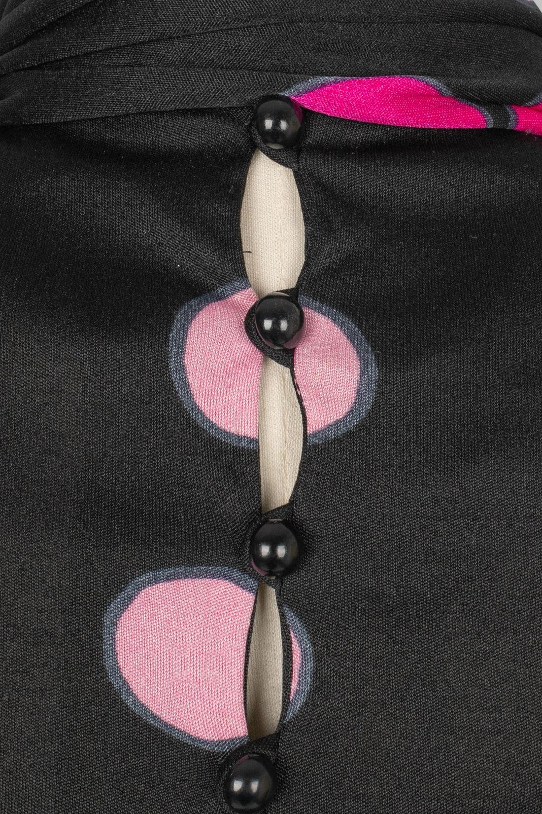 Louis Feraud Long Black Dress with Pink Flowers For Sale 4
