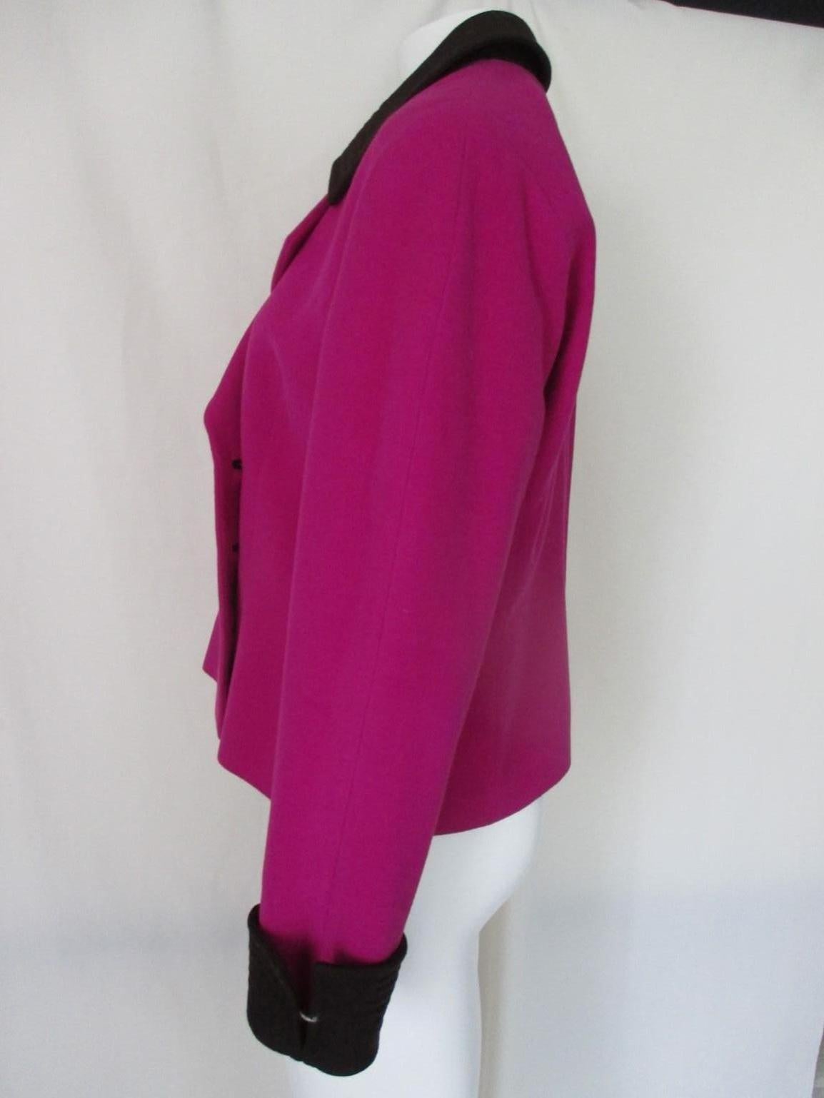 Louis Feraud Magenta Cashmere Blend Jacket In Good Condition For Sale In Amsterdam, NL