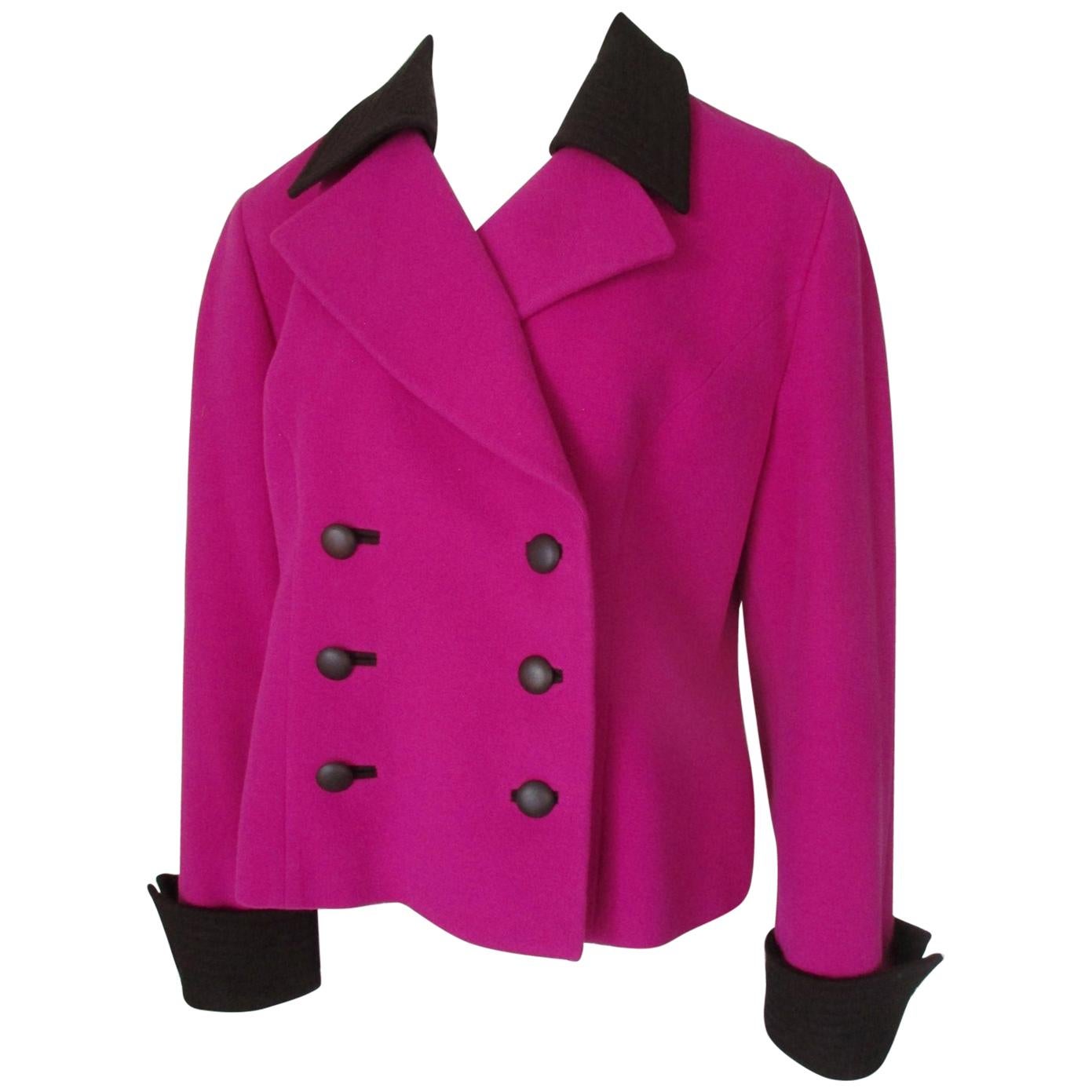 Louis Feraud Magenta Cashmere Blend Jacket For Sale