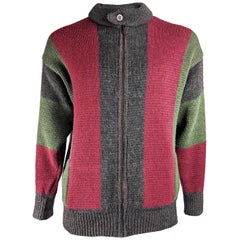 Louis Feraud Mens Vintage Alpaca Wool Knit Cardigan Jacket