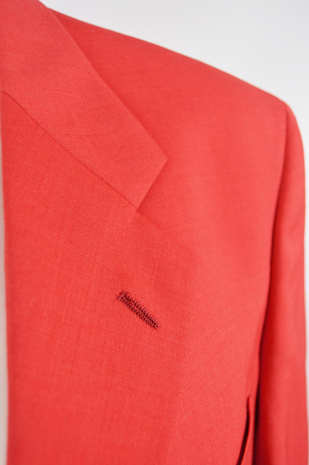 Louis Féraud Men's Vintage Bold Red Pure Virgin Worsted Wool Blazer, 1990s 1