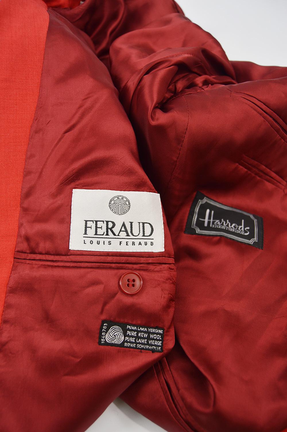 Louis Féraud Men's Vintage Bold Red Pure Virgin Worsted Wool Blazer, 1990s 4