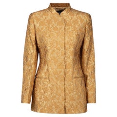 Louis Feraud Metallic Gold Jacquard Jacket Size L