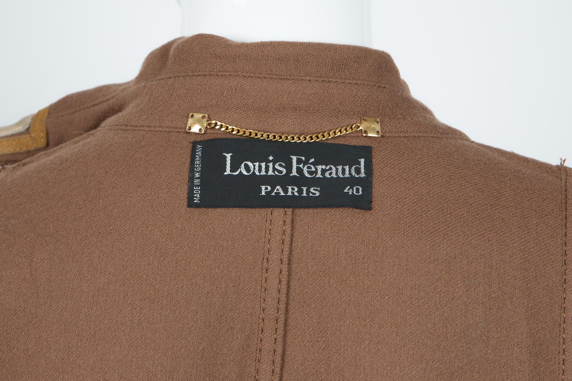 Brown Louis Feraud Nut Wool Cape Coat  For Sale
