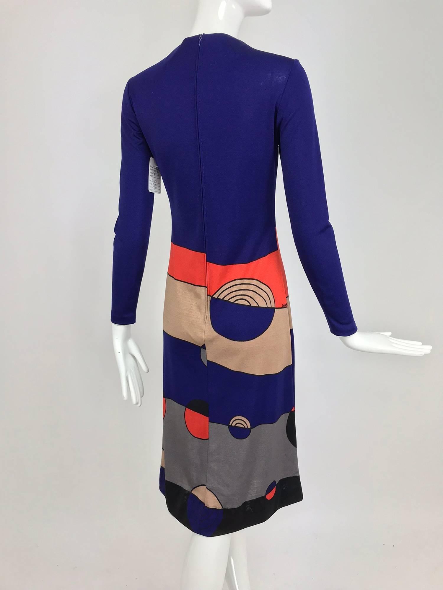 Louis Feraud Op Art Mod print jersey dress 1960s  4