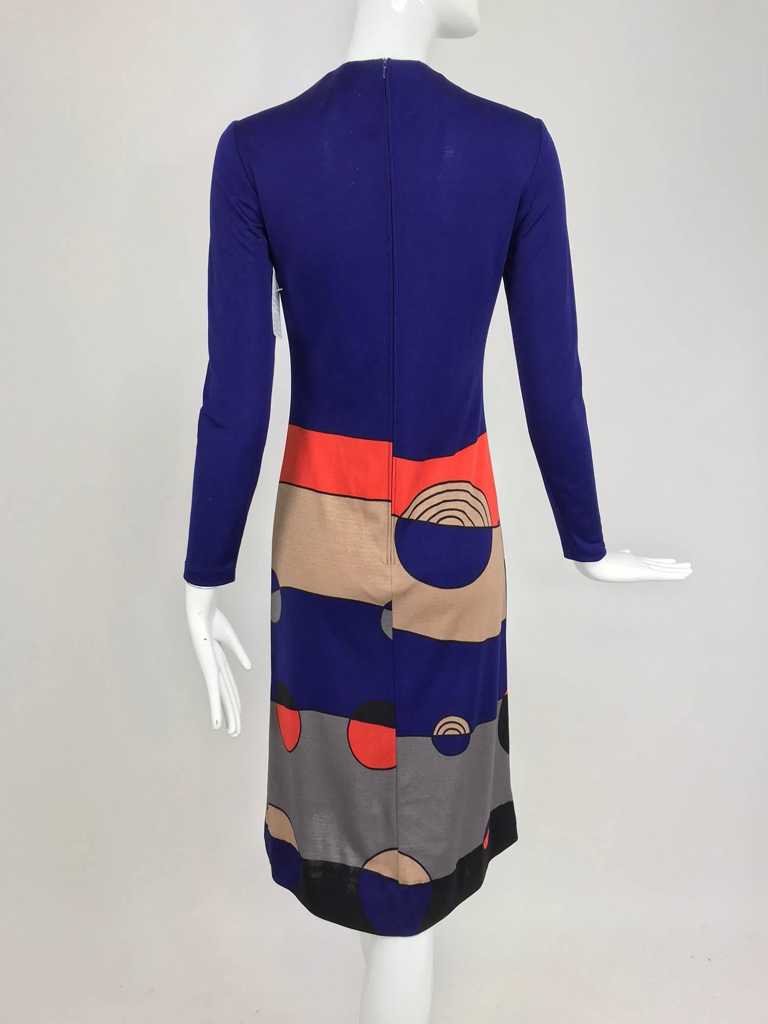 Louis Feraud Op Art Mod print jersey dress 1960s  5