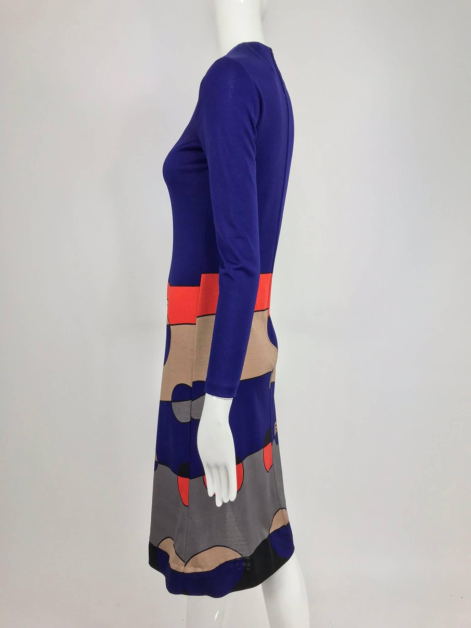 Women's Louis Feraud Op Art Mod print jersey dress 1960s 