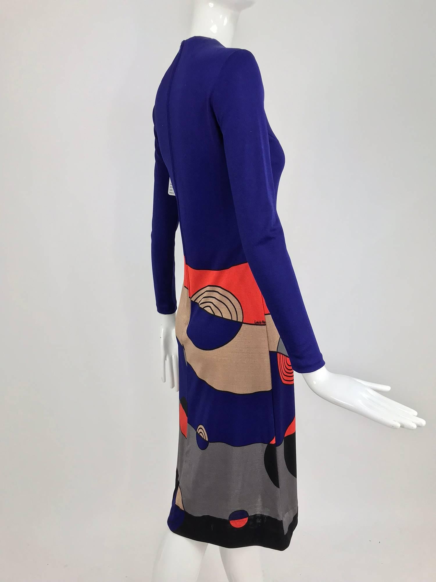 Louis Feraud Op Art Mod print jersey dress 1960s  2