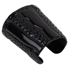 Louis Feraud Paris Black Resin Lucite Cuff Bangle Bracelet