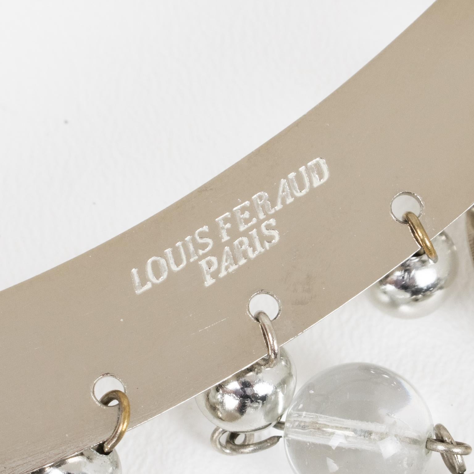Louis Feraud Paris Space Age Futuristic Chrome and Mirror Collar Necklace For Sale 2