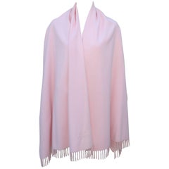 Louis Feraud Pink Cashmere Logo Scarf Shawl, 1980s