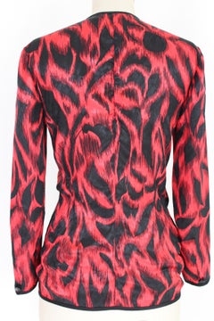 Louis Feraud Red Black Silk Floral Evening Shirt