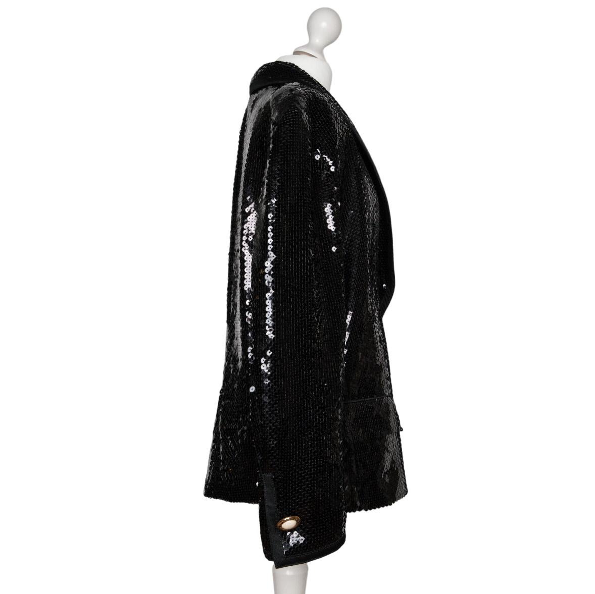 Louis Féraud Sequin Embroidered Vintage Blazer with Logo Buttons In Good Condition For Sale In Frankfurt am Main, DE