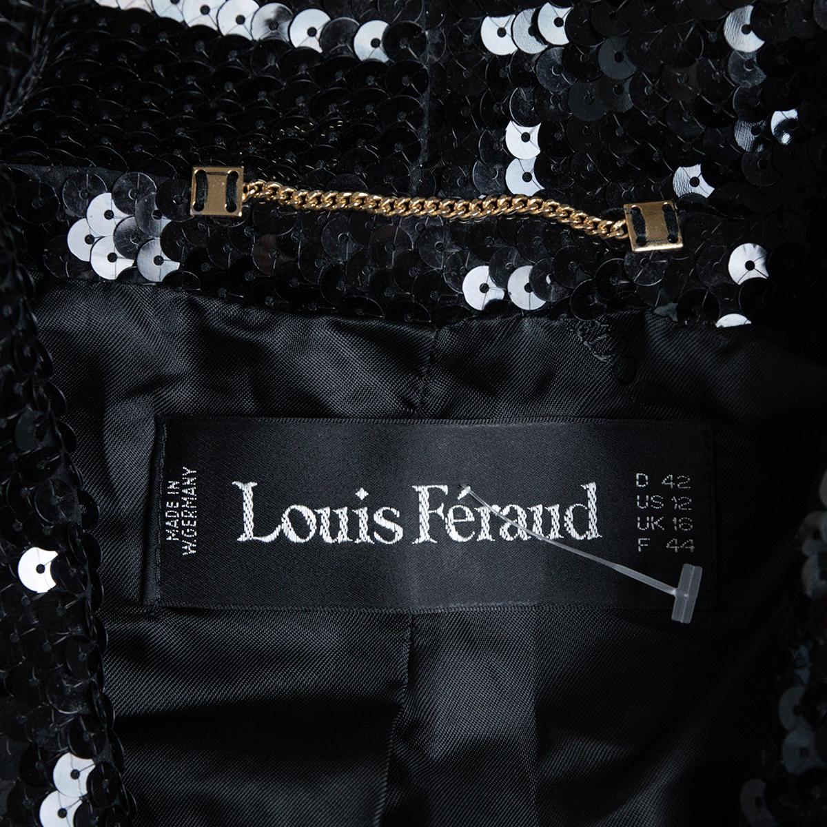 Women's Louis Féraud Sequin Embroidered Vintage Blazer with Logo Buttons For Sale