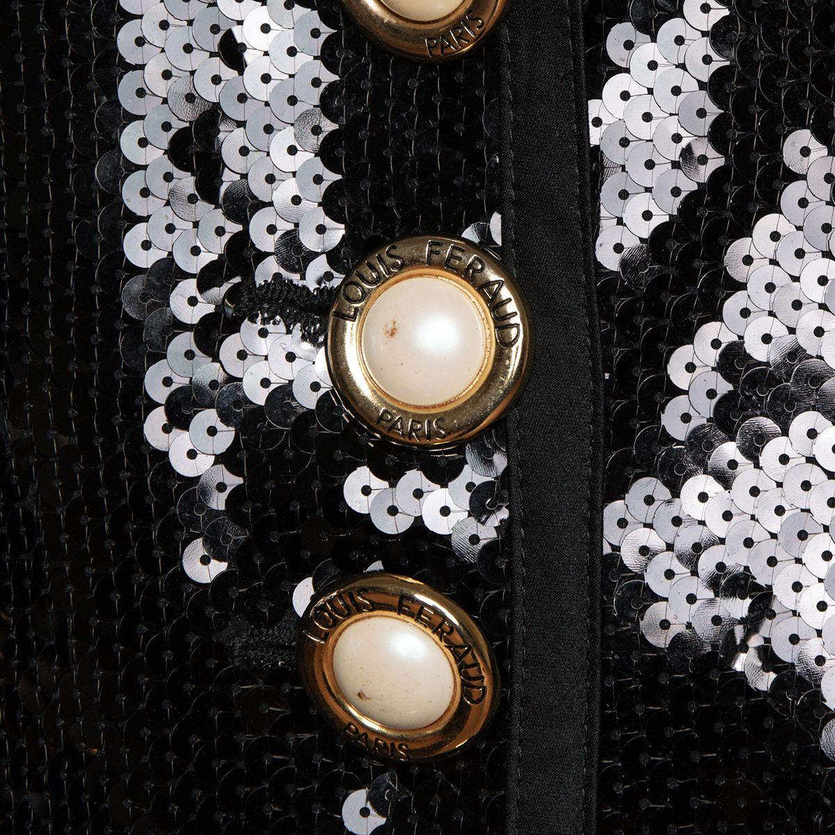 Louis Féraud Sequin Embroidered Vintage Blazer with Logo Buttons For Sale 1
