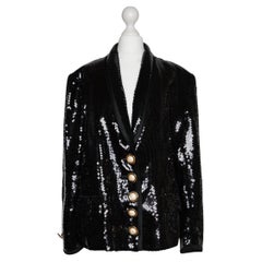 Louis Féraud Sequin Embroidered Vintage Blazer with Logo Buttons