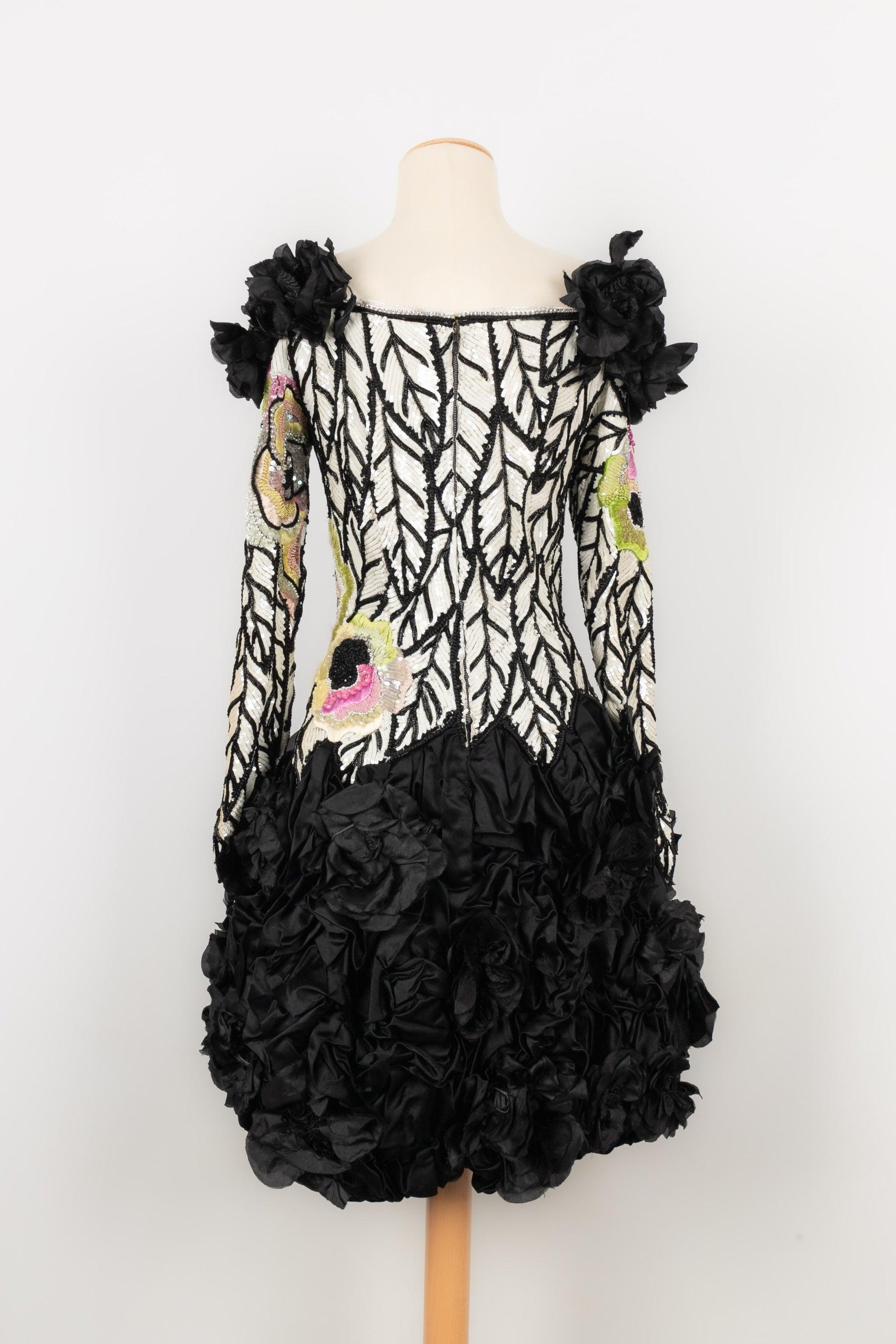 Louis Feraud Sequinned Dress Haute Couture In Excellent Condition For Sale In SAINT-OUEN-SUR-SEINE, FR