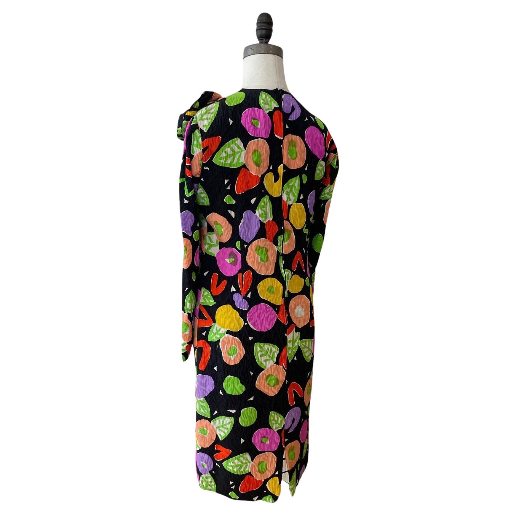 Louis Féraud Silk Colorful Print Dress, Circa 1988 For Sale 2