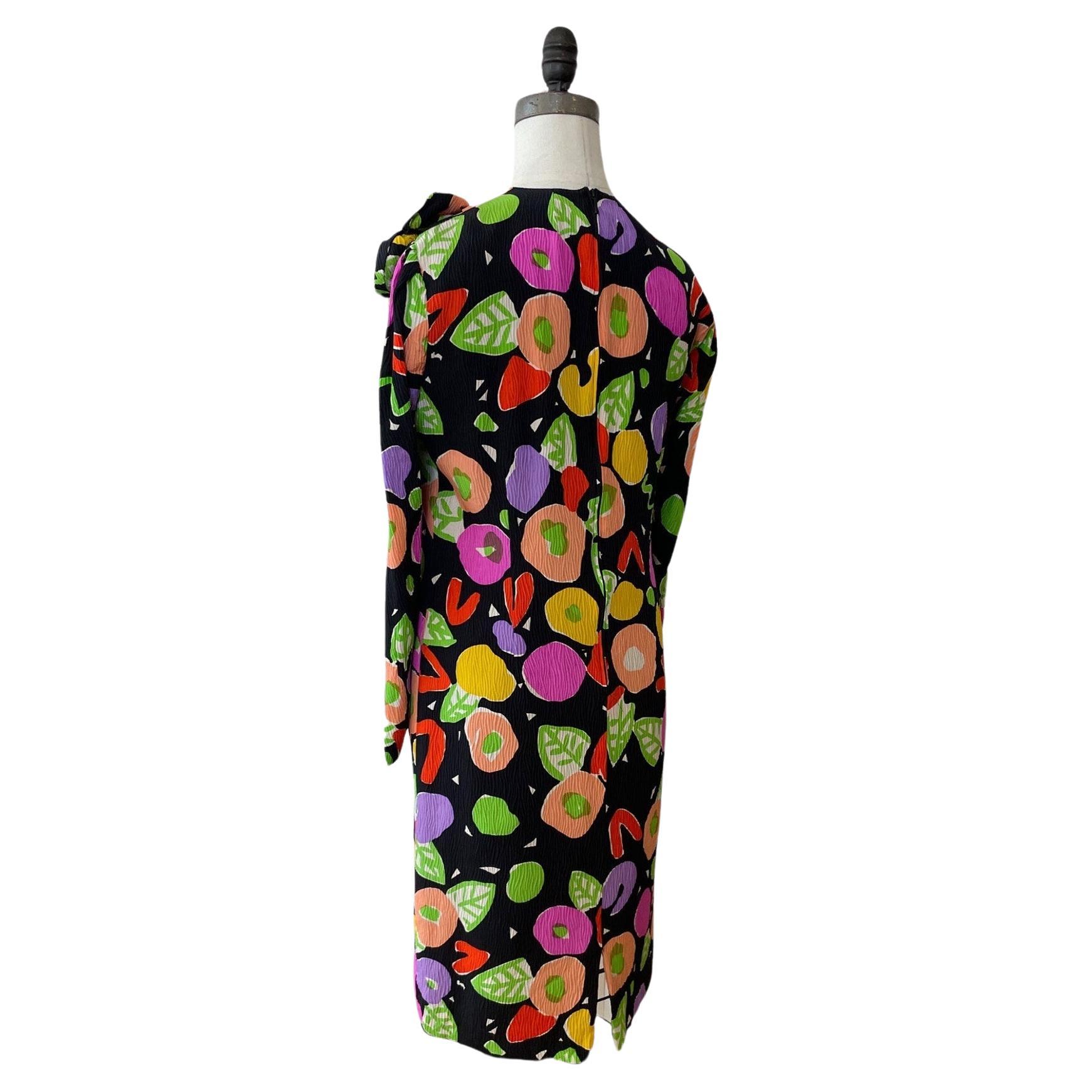 Louis Féraud Silk Colorful Print Dress, Circa 1988 For Sale 1