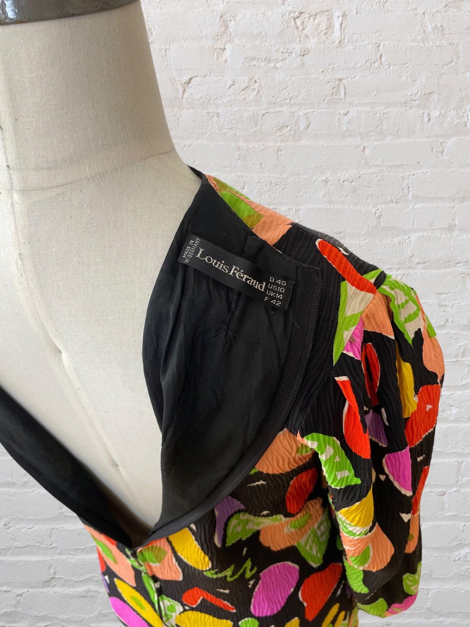 Louis Féraud Silk Colorful Print Dress, Circa 1988 For Sale 4