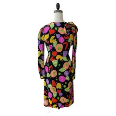 Vintage Louis Féraud Silk Colorful Print Dress, Circa 1988
