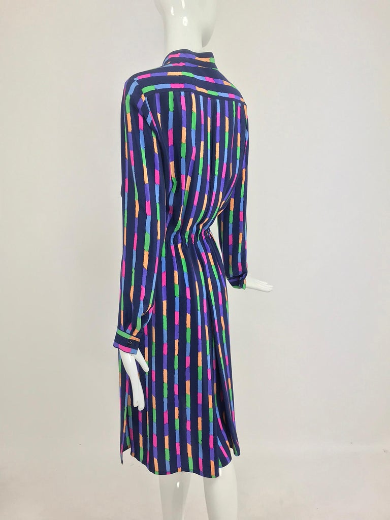 Louis Feraud Silk Colour Block Side Slit Shirtwaist Dress 1980s For ...