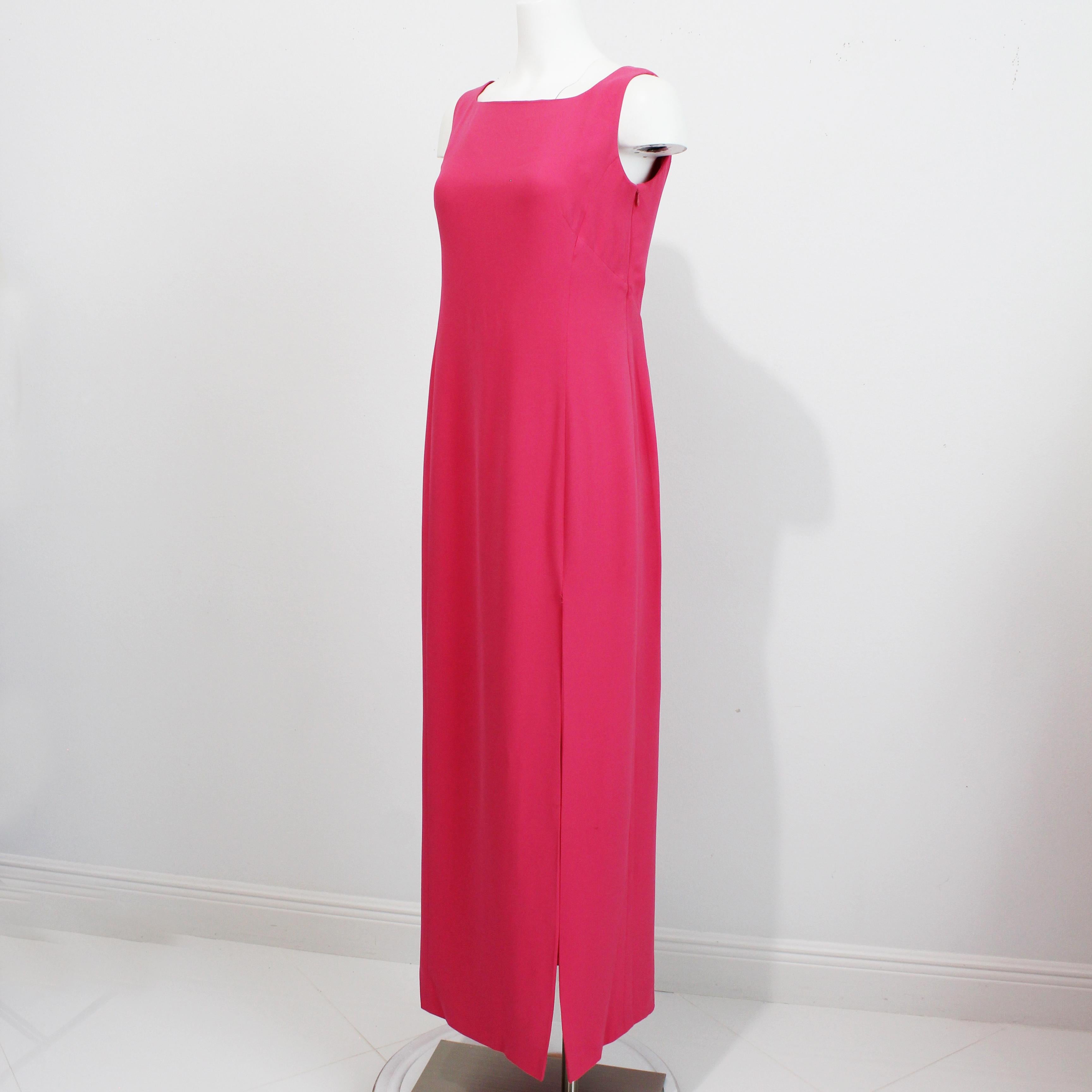 Louis Feraud Silk Dress Evening Gown Draped Back Vintage 90s Minimalist Sz 10 In Fair Condition For Sale In Port Saint Lucie, FL