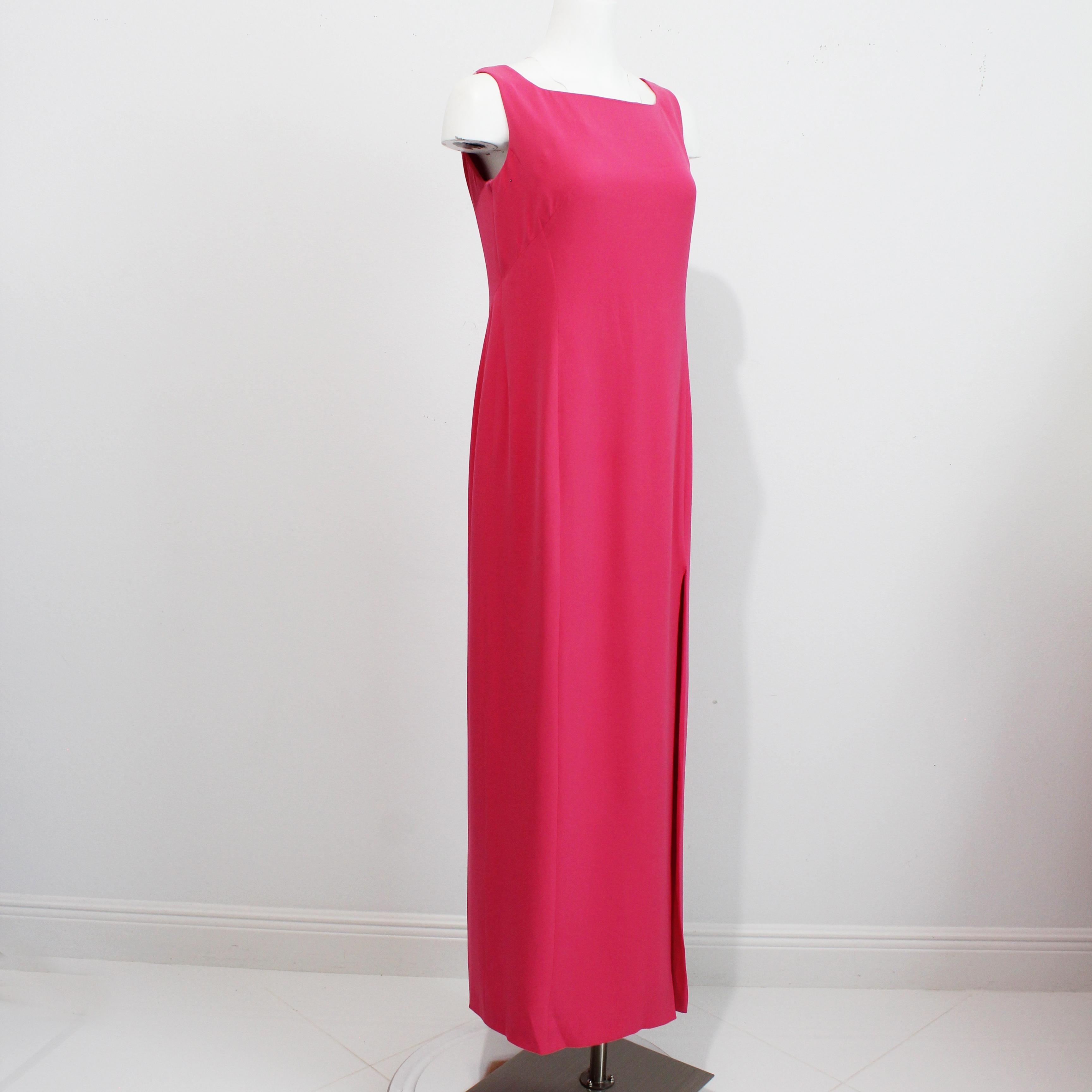 Women's Louis Feraud Silk Dress Evening Gown Draped Back Vintage 90s Minimalist Sz 10 For Sale