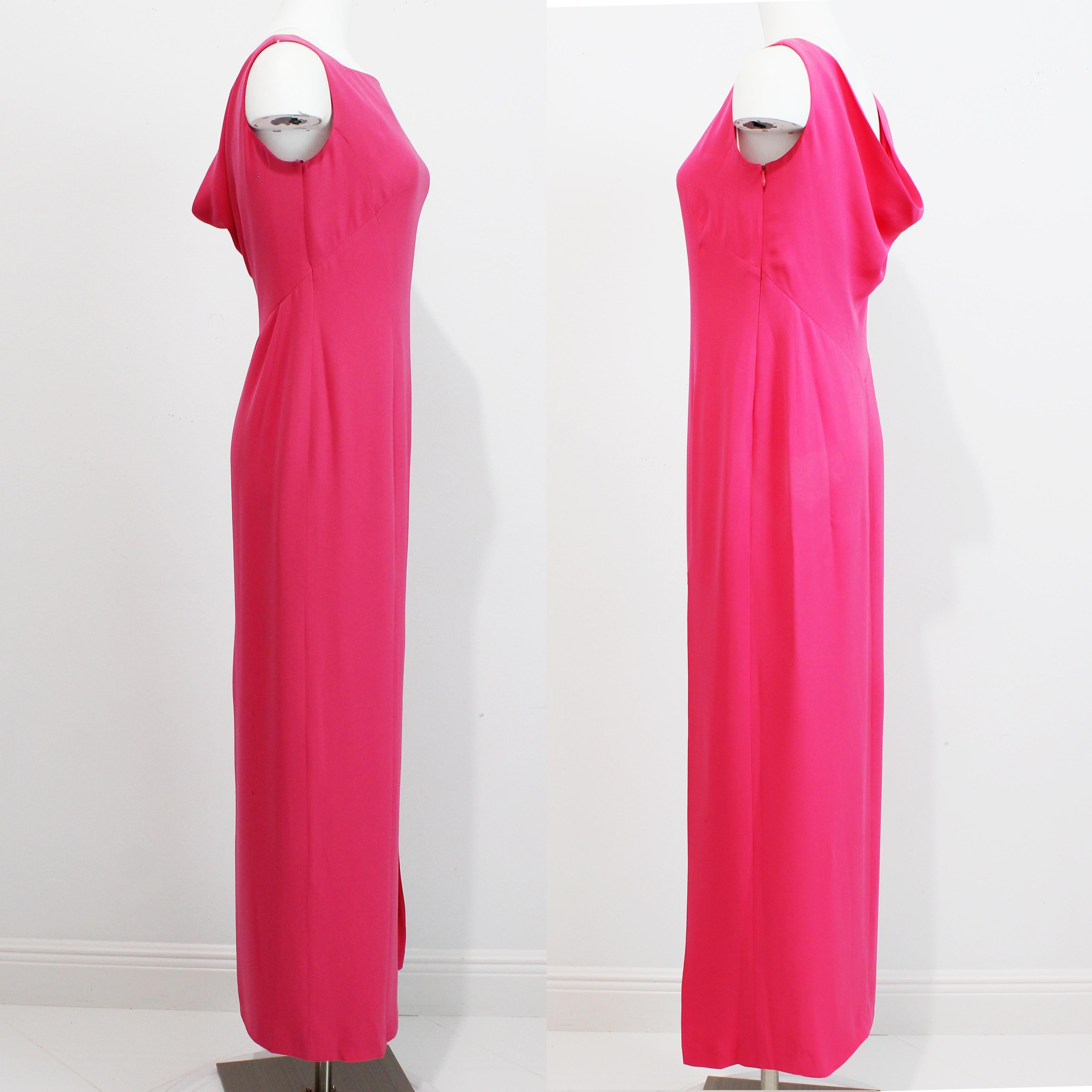 Louis Feraud Silk Dress Evening Gown Draped Back Vintage 90s Minimalist Sz 10 For Sale 1