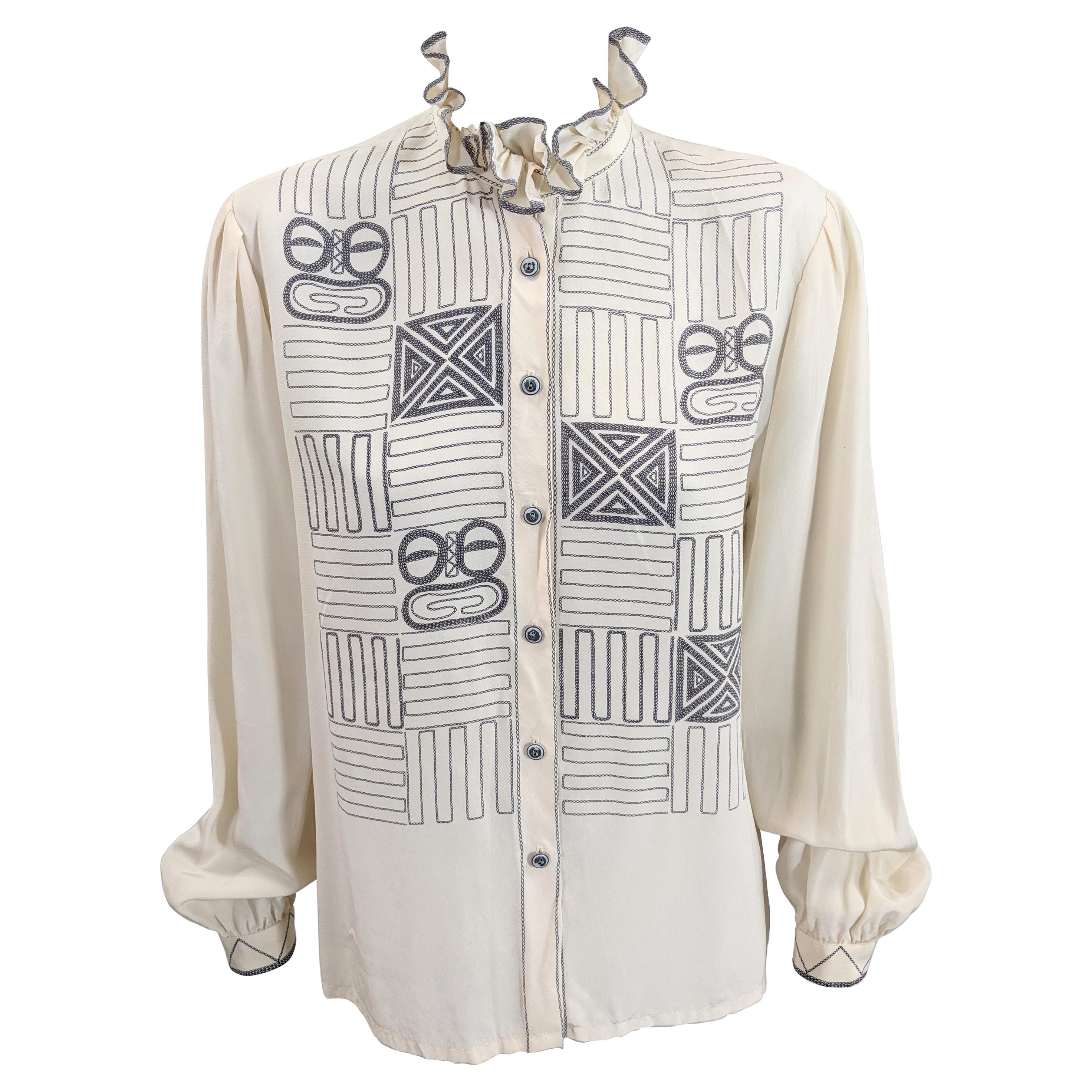 Louis Feraud Trompe L'oiel Silk Blouse