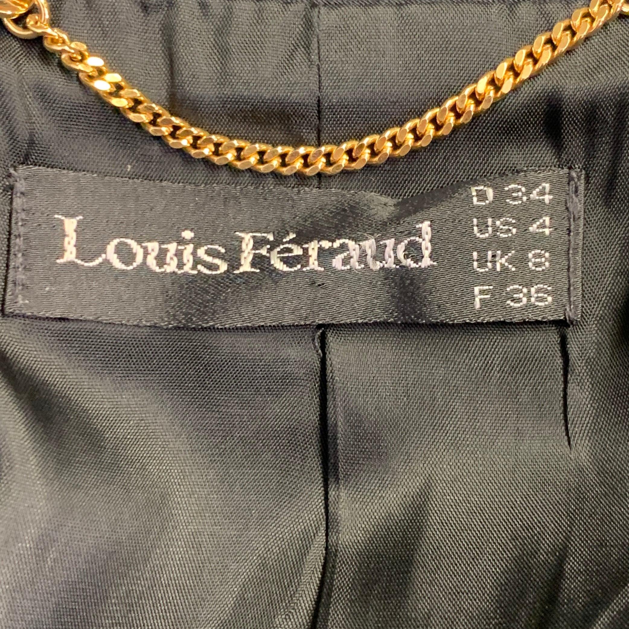 Women's LOUIS FERAUD Size 4 Black Cotton Cropped Jacket Blazer