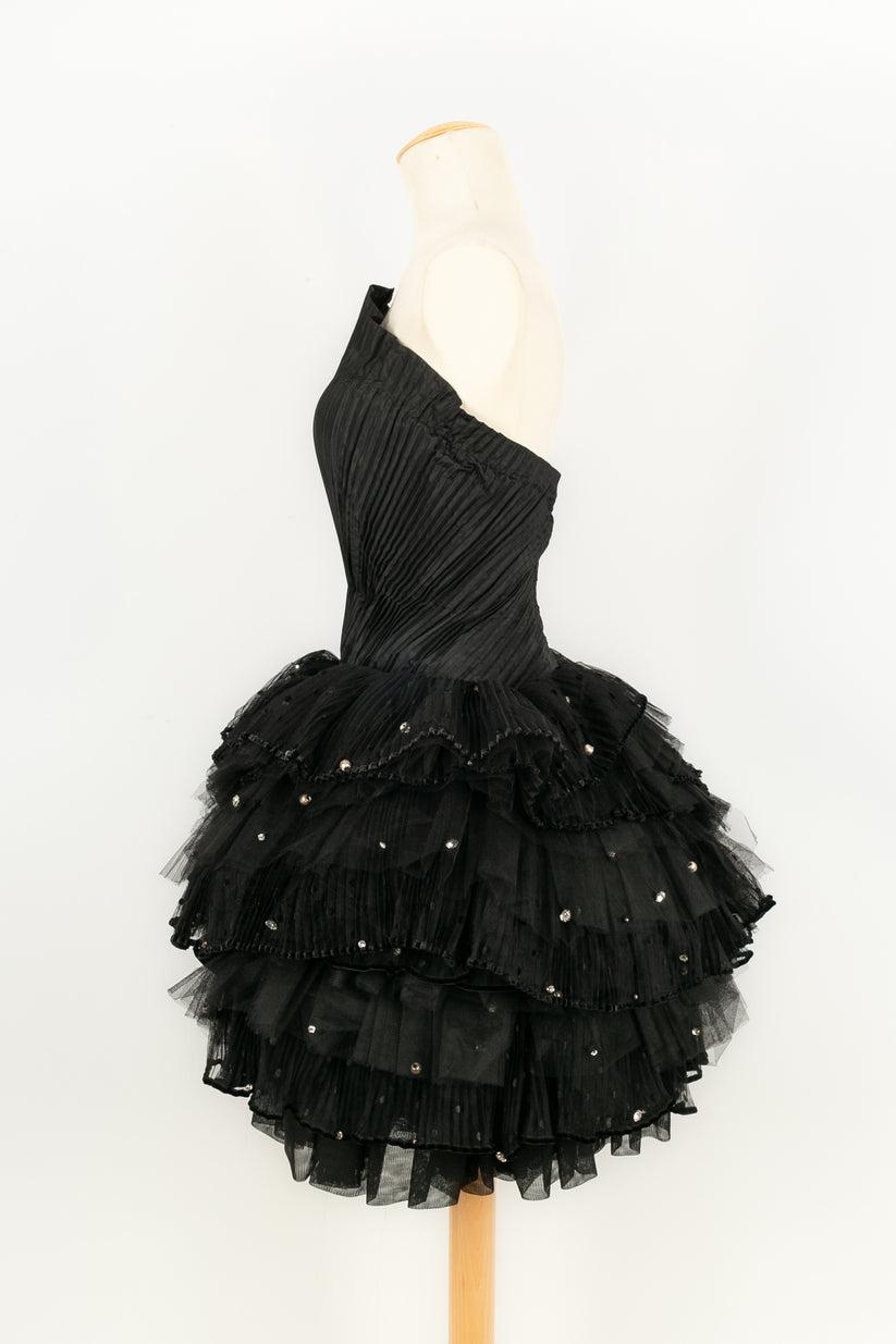 Louis Féraud Strapless Haute Couture Dress in Silk Taffeta In Excellent Condition For Sale In SAINT-OUEN-SUR-SEINE, FR