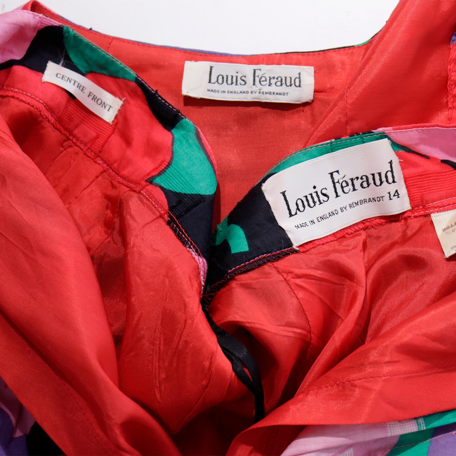 Louis Feraud Vintage 1870er Helles, geblümtes 2-teiliges Vintage-Kleid mit Blick auf ein Boo Top & Maxirock im Angebot 5