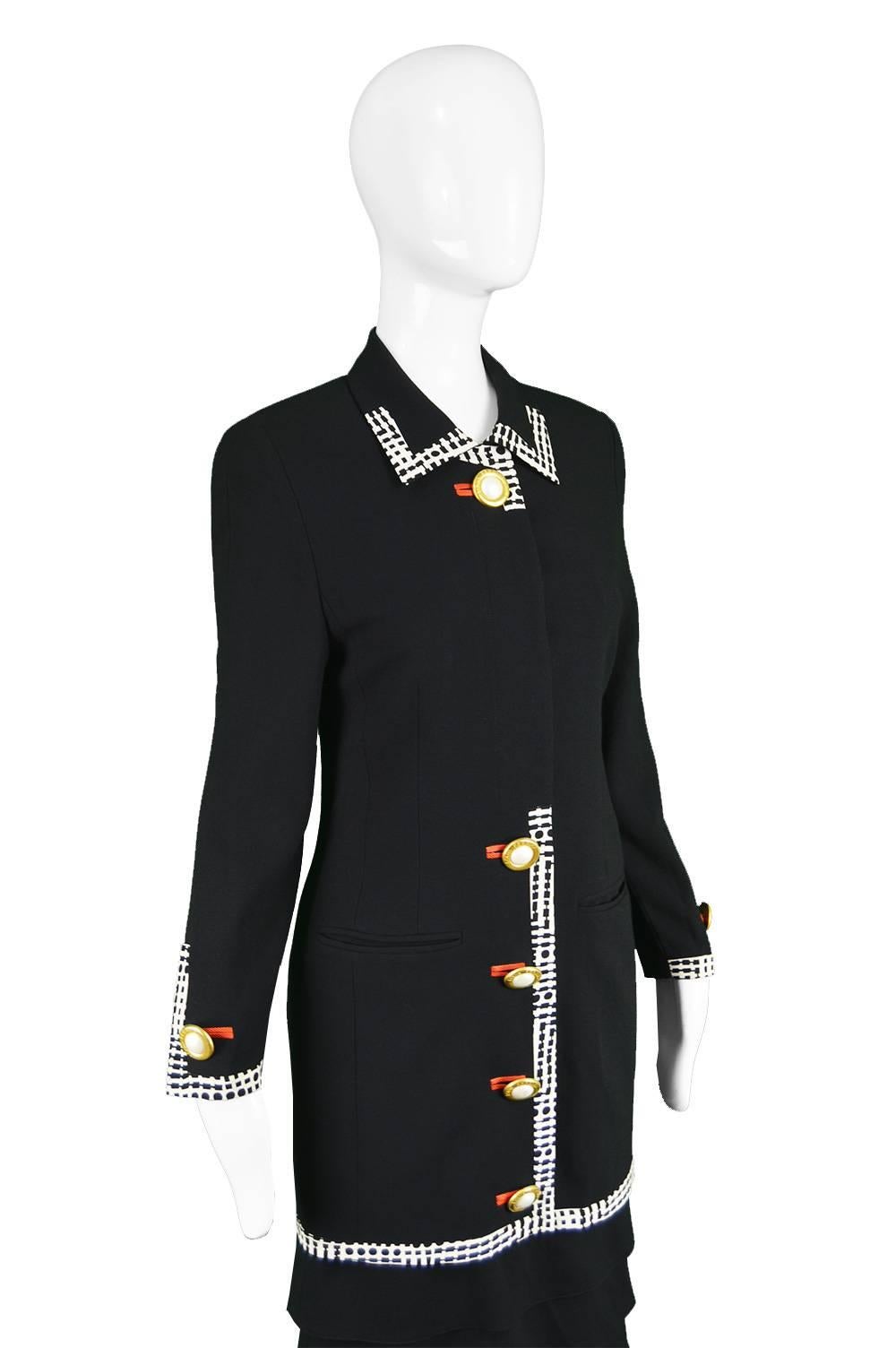 Louis Feraud Vintage 1980s Black Wool & Silk Sophisticated Tiered Day Dress 3