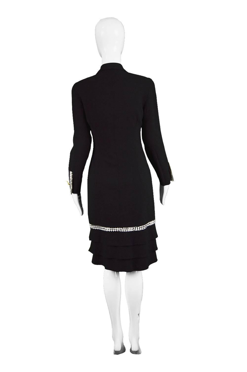 Louis Feraud Vintage 1980s Black Wool & Silk Sophisticated Tiered Day Dress 4