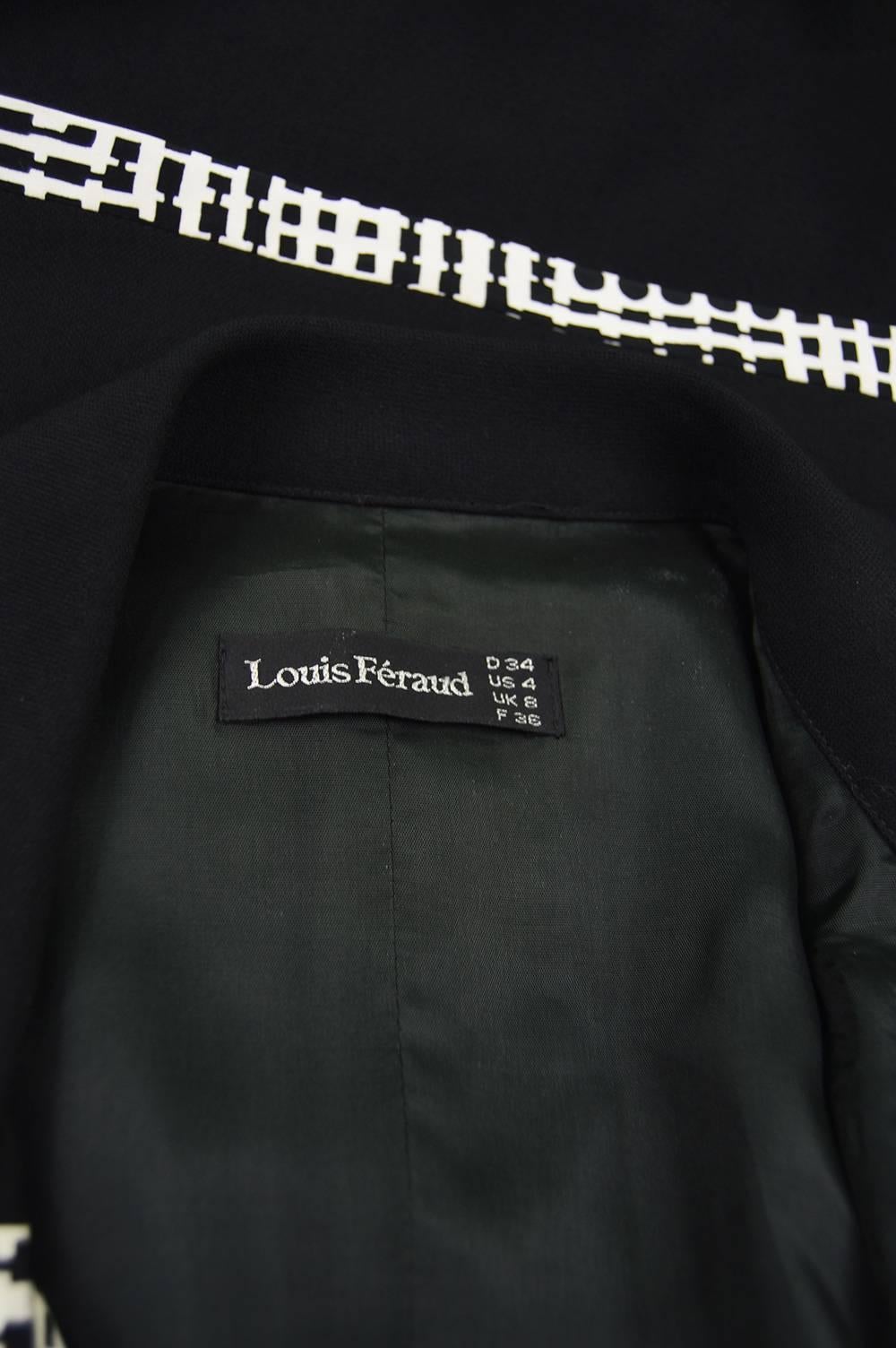 Louis Feraud Vintage 1980s Black Wool & Silk Sophisticated Tiered Day Dress 5