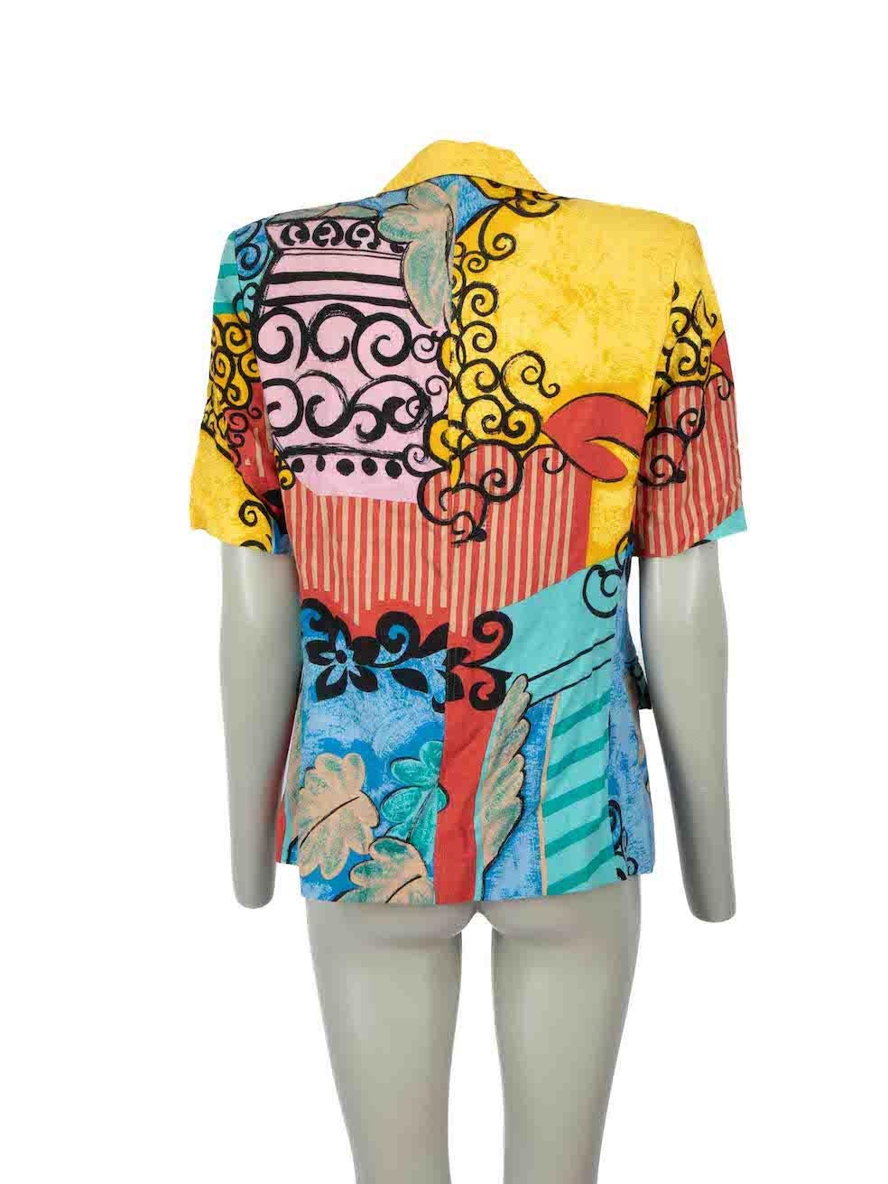Louis Feraud Vintage Abstract Short Sleeve Blazer Size M In Excellent Condition For Sale In London, GB