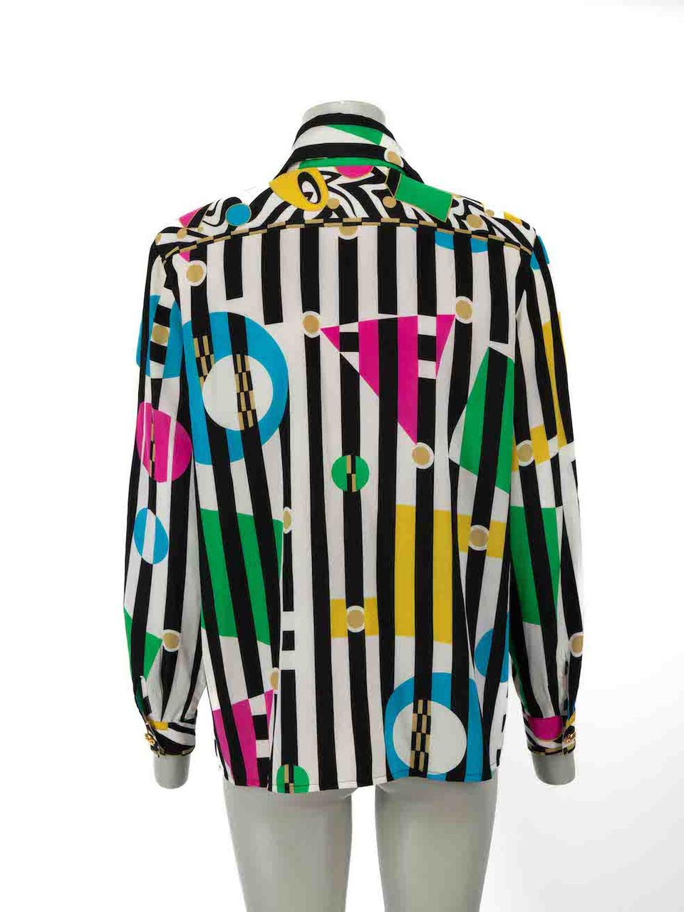 Louis Feraud Vintage Abstract Striped Blouse Size M In Good Condition For Sale In London, GB