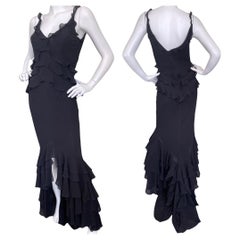 Louis Feraud Vintage Black Ruffled Evening Dress